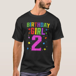 Cute 2nd Birthday 2 Yold Block Byggnad Girl T Shirt