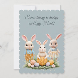 Cute 3 Bunnies Easter Egg Hunt Party Invitation