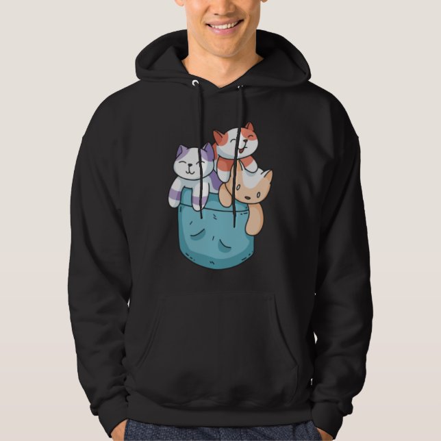 Cute 3 Cats in a Pocket  Cat   Kids Boys Girls Hoodie (Framsida)