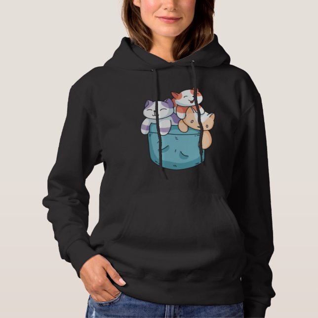 Cute 3 Cats in a Pocket  Cat   Kids Boys Girls T Shirt (Framsida)