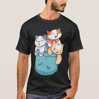 Cute 3 Cats in a Pocket  Cat   Kids Boys Girls T Shirt