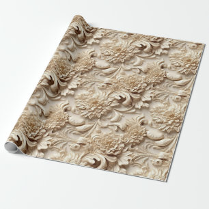 Cute 3-D Ivory/Guld Jul-Blommigtar Presentpapper