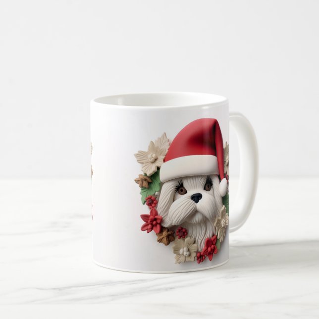 Cute 3-D Shih-tzu Hund - julomslag Kaffemugg (Framsida höger)