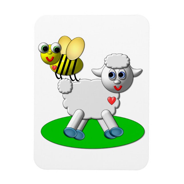 Cute 3-D-utseende och lamm Magnet (Vertikal)