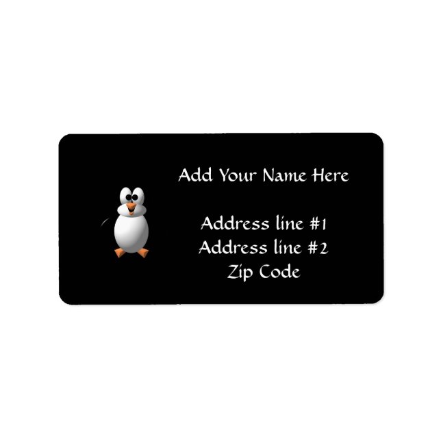 Cute 3-D-utseende Perky Penguin Adressetikett (Framsidan)