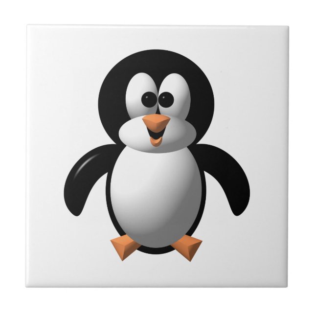 Cute 3-D-utseende Perky Penguin Kakelplatta (Framsidan)