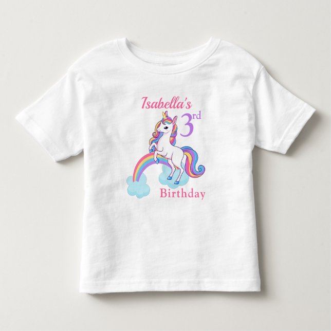 Cute 3:e födelsedagen Unicorn T-Shirt (Framsida)