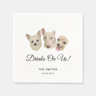 Cute 3 Hundar Pet Artwork Bröllop Pappersservett