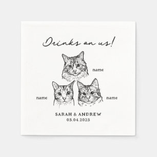 Cute 3 katter dricker på oss Bröllop Pappersservett