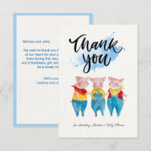 Cute 3 Little Piges Baby Shower Tack för ditt kort