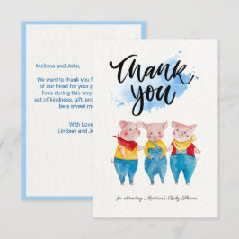 Cute 3 Little Piges Baby Shower Tack för ditt kort