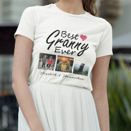 Cute 3 Photo Collage Best Granny All Grandma Gift T Shirt