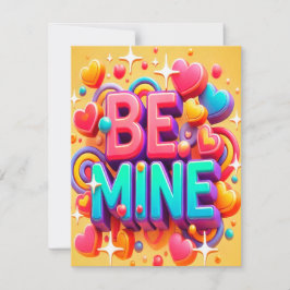 Cute 3D Be mine Valentines day Julkort