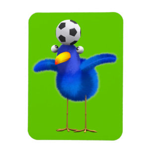 Cute 3d Bird spelar fotboll (redigerbart) Magnet