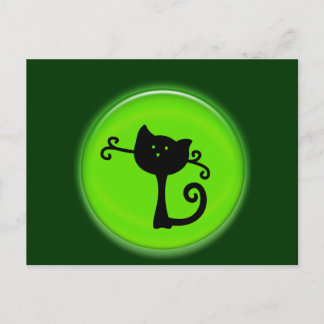 Cute 3D Black Tecknad Cat Vykort