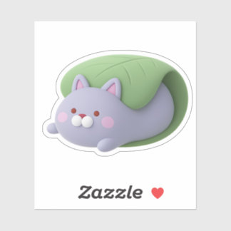 Cute 3D Cat Kashiwamochi Japanese Rice Cake Sticke Klistermärken