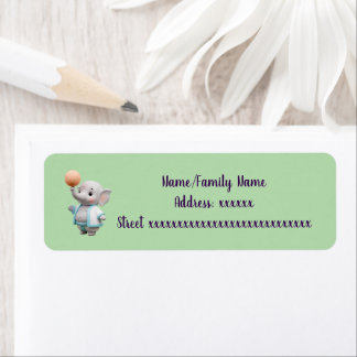 Cute 3D Elephant Baby Shower Thank You Returadress Etikett