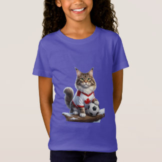 Cute 3D Fluffy Cat Soccer Mascot Canada Jersey T Shirt