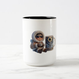 Cute 3D Greenland Inuit Solar Eclipse 2026 Mug Två-Tonad Mugg