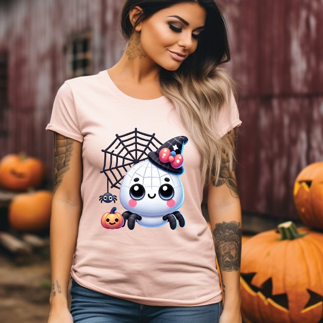 Cute 3D Halloween Spider och Pumpkin T-Shirt (Skapare uppladdad)