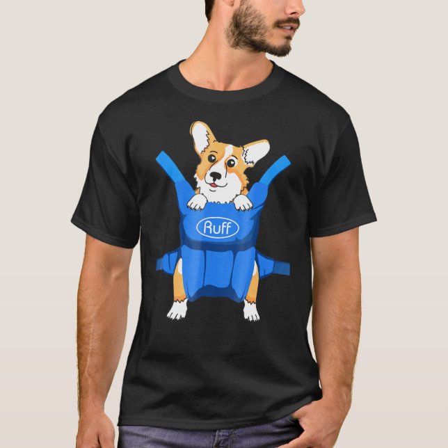 Cute 3d Hund Carrier Corgi Tee (Framsida)
