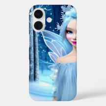 Cute 3d light blue Winter Fairy in the Forest