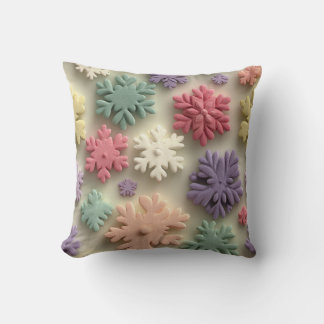 Cute 3D Pastel Snowflake Floral Throw Pillow Kudde