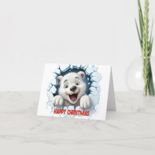 Cute 3D-Polarna Bear Lycklig jul Helgkort