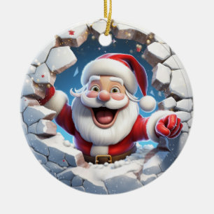 Cute 3D Santa Julafton Julgransprydnad Keramik