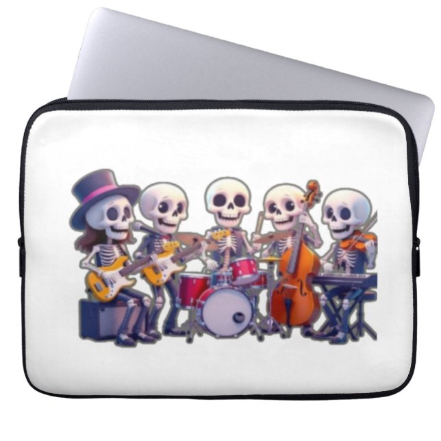 Cute 3D Skeleton Music Band – Adorable Cartoon Con Laptop Fodral (Framsidan)