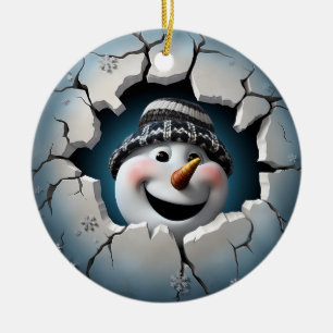 Cute 3D Snögubbe Julafton Julgransprydnad Keramik