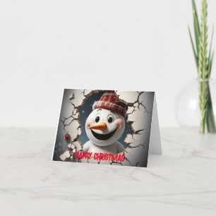 Cute 3D Snögubbe Lycklig-jul Helgkort