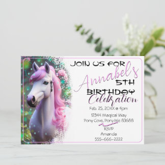 Cute 3D Spirit Pony 31 Birthday Call Inbjudningar