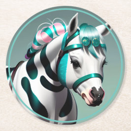 Cute 3D Spirit Pony 7 Underlägg Papper Rund