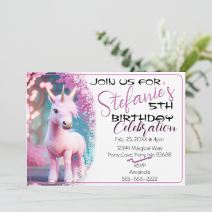 Cute 3D Spirit Unicorn Pony 15 Birthday Call Inbjudningar