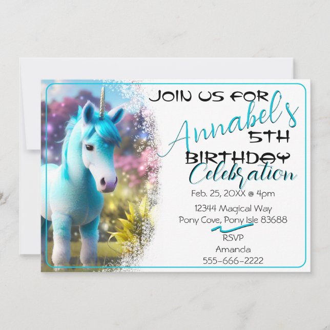Cute 3D Spirit Unicorn Pony 23 Birthday Call Inbjudningar (Framsida)