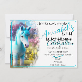 Cute 3D Spirit Unicorn Pony 23 Birthday Call Inbjudningar