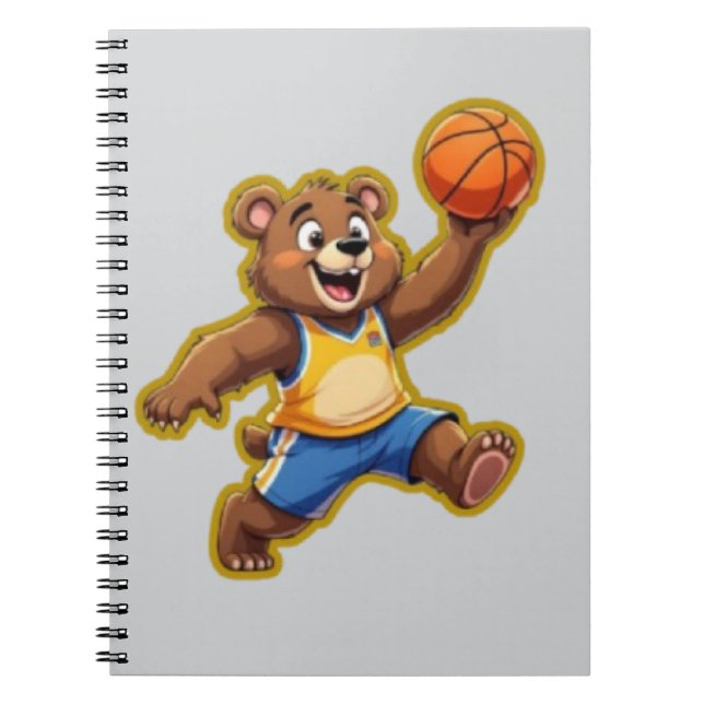 Cute 3D Teddy Bear Playing Basketball – Adorable S Anteckningsbok (Framsidan)