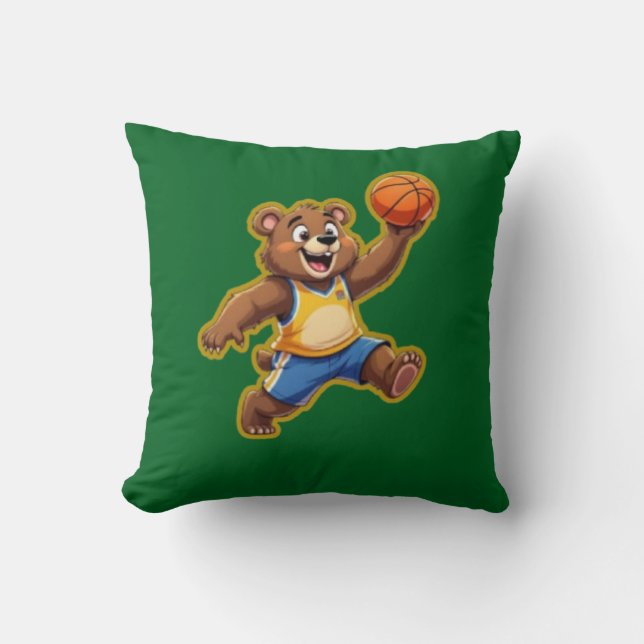 Cute 3D Teddy Bear Playing Basketball – Adorable S Kudde (Framsida)