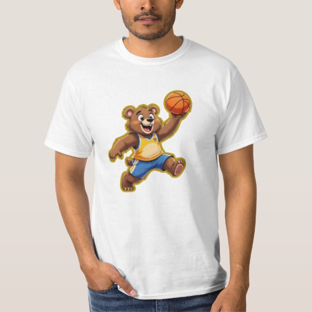 Cute 3D Teddy Bear Playing Basketball – Adorable S T Shirt (Framsida)