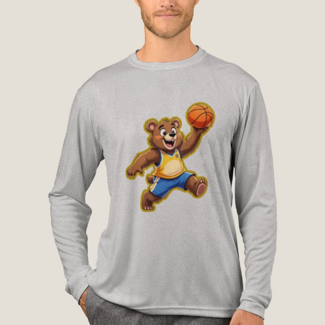Cute 3D Teddy Bear Playing Basketball – Adorable S T Shirt (Framsida)