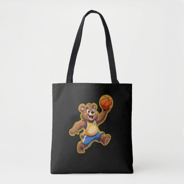 Cute 3D Teddy Bear Playing Basketball – Adorable S Tygkasse (Framsida)