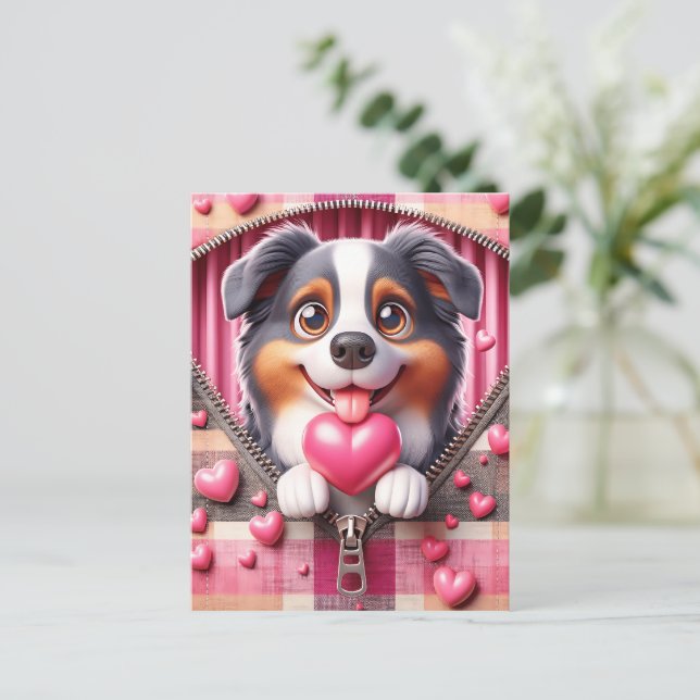Cute 3D-valp i Rosa och vit bakgrund (21) Vykort (Stående Fram)