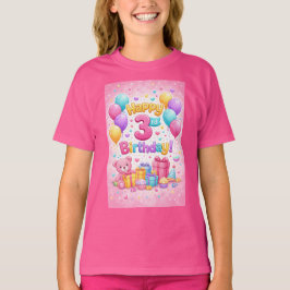 Cute 3rd Birthday Girl Balloon Design – Three Year T Shirt