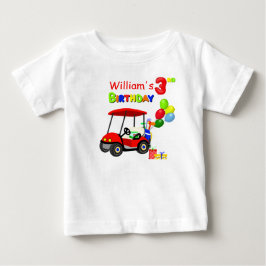 Cute 3rd Birthday Red Golf Cart Boy's T Shirt