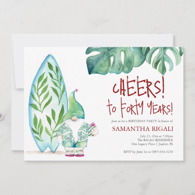 Cute 40:e födelsedagarinbjudan inbjudningar (Framsida)