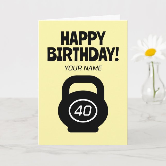 Cute 40:e födelsedagskortet för fitnessentusiaster kort (Liten växt)
