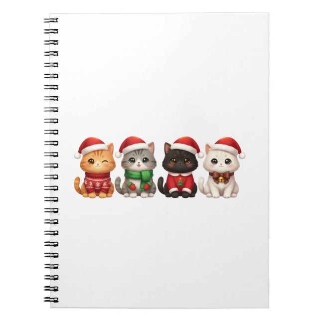 Cute 4 Christmas Cats - Holiday Cats Design Anteckningsbok (Framsidan)
