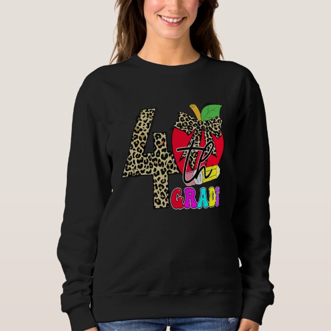 Cute 4:e Klass-läraren Studenter Leopard Apple bac T Shirt (Framsida)