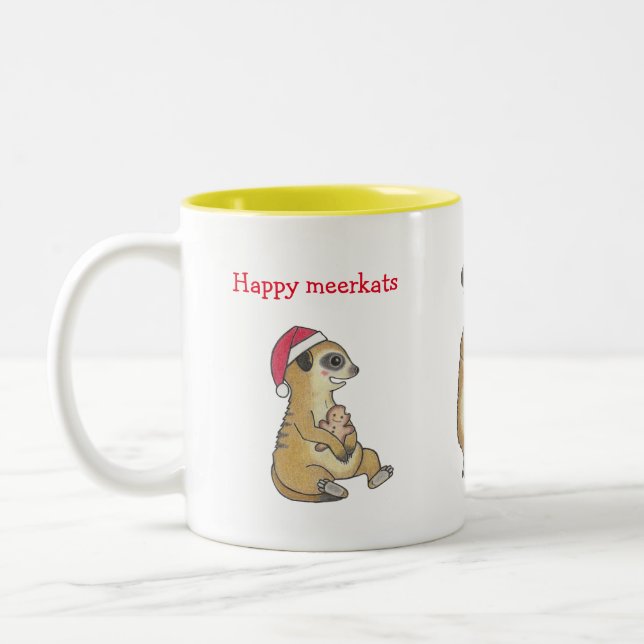 Cute 4 Meerkats jul - Kaffe med Helgdag Mugg (Vänster)